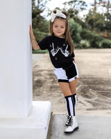 Black + White Color Blocked Shorts