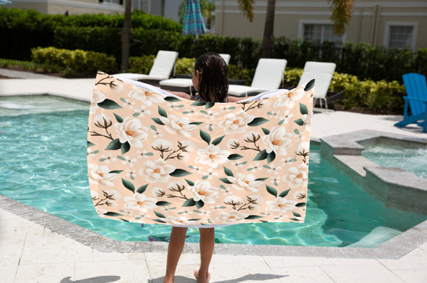 Peach Magnolia Beach Towel